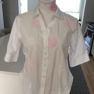 Talbots Button Down Non-Iron Fitted Cotton Shirt White Size 4